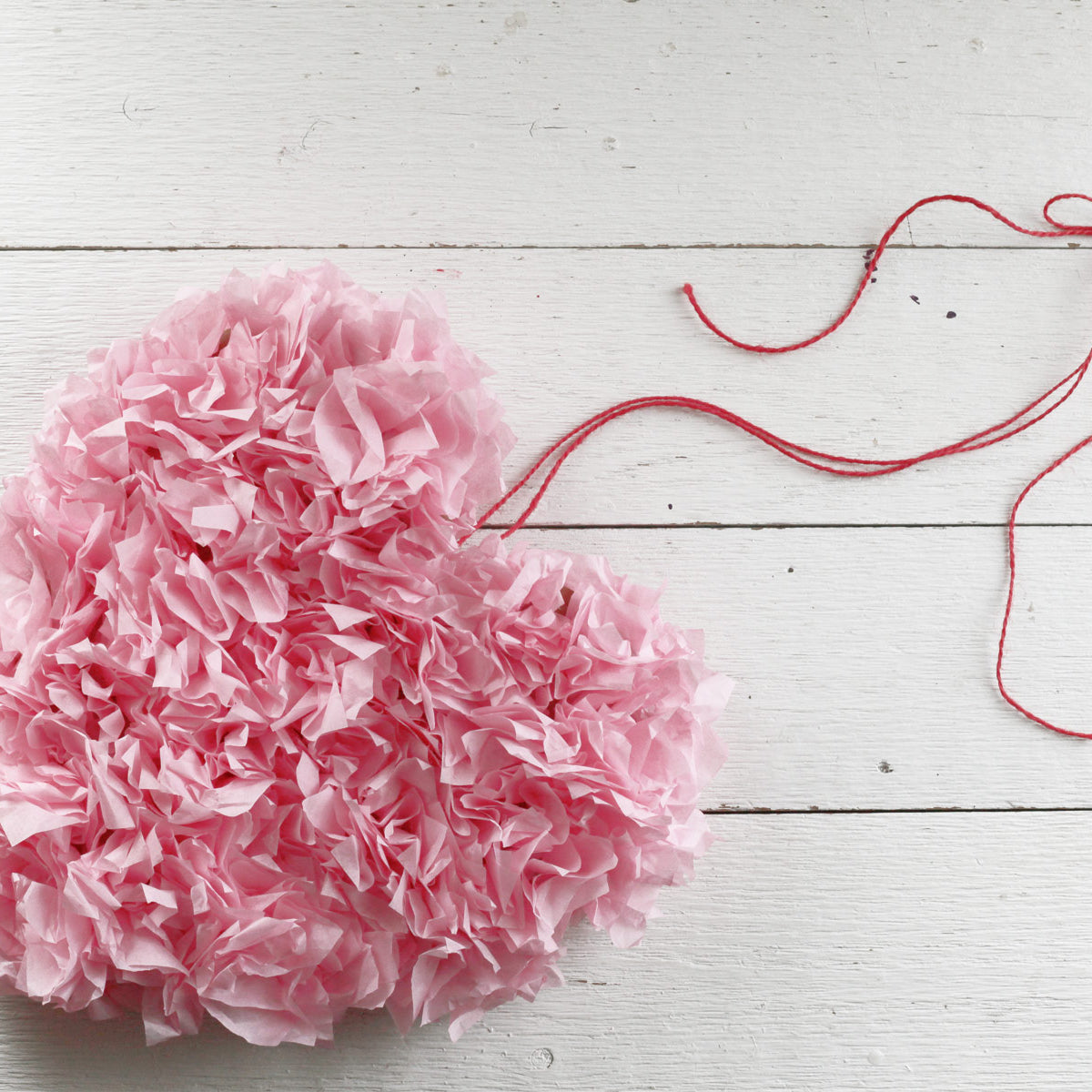 Tissue Paper Puffy Heart Valentine's Window Decoration - DIY Papercraft