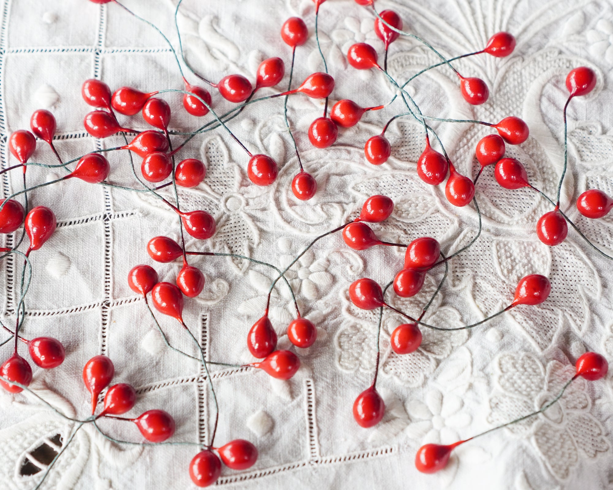 Holly Berry Stems - Double-Ended Red Berries on Wire Stems, 36 Pcs. – Smile  Mercantile Craft Co.