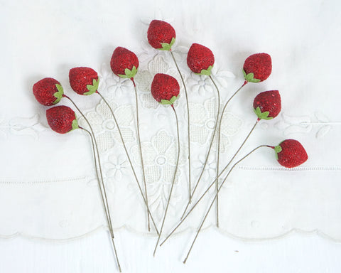 Cotton Spun Ball Winter Berry Branches 