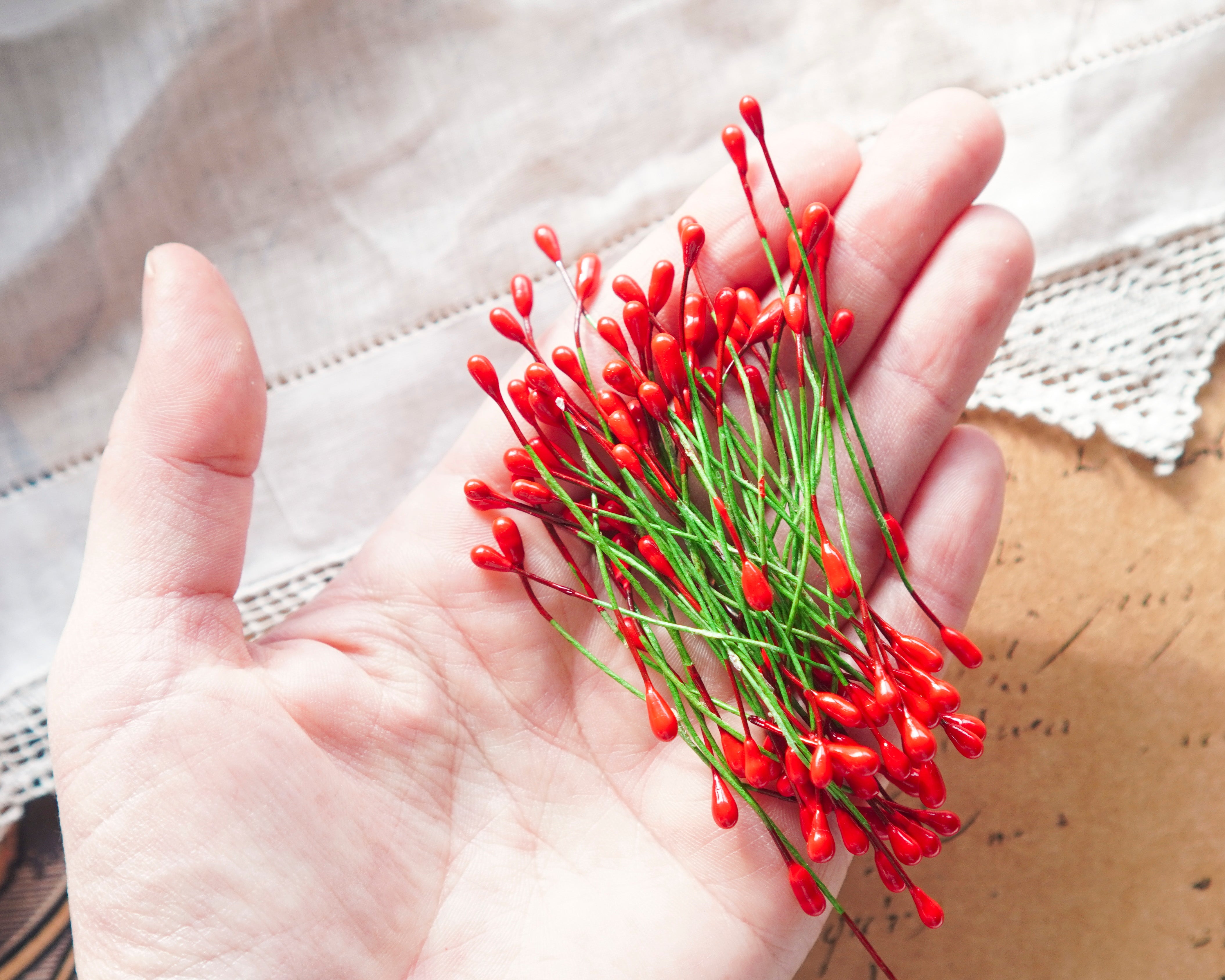 Mini Holly Berry Stamens, 50 Pcs.