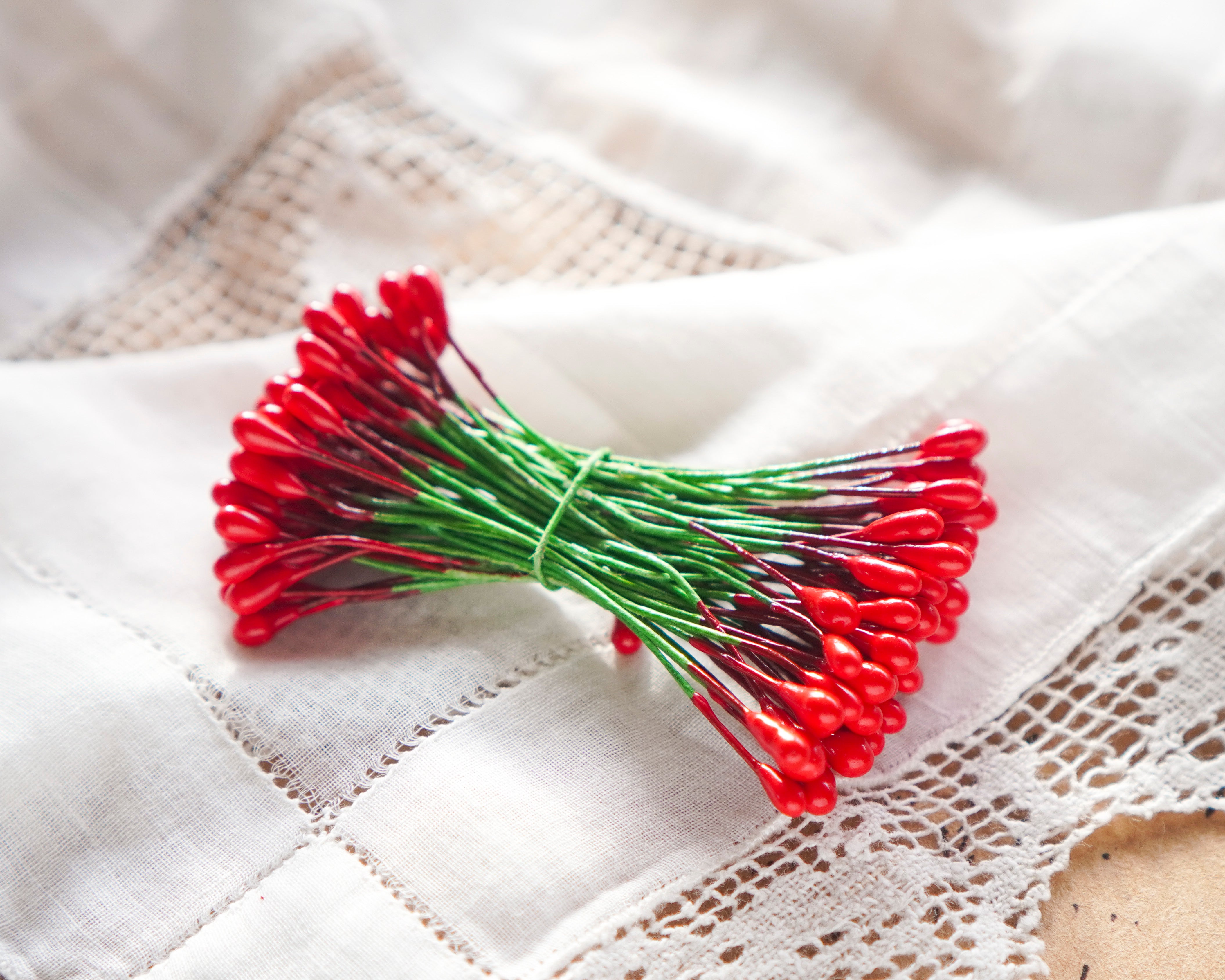 Mini Holly Berry Stamens, 50 Pcs.