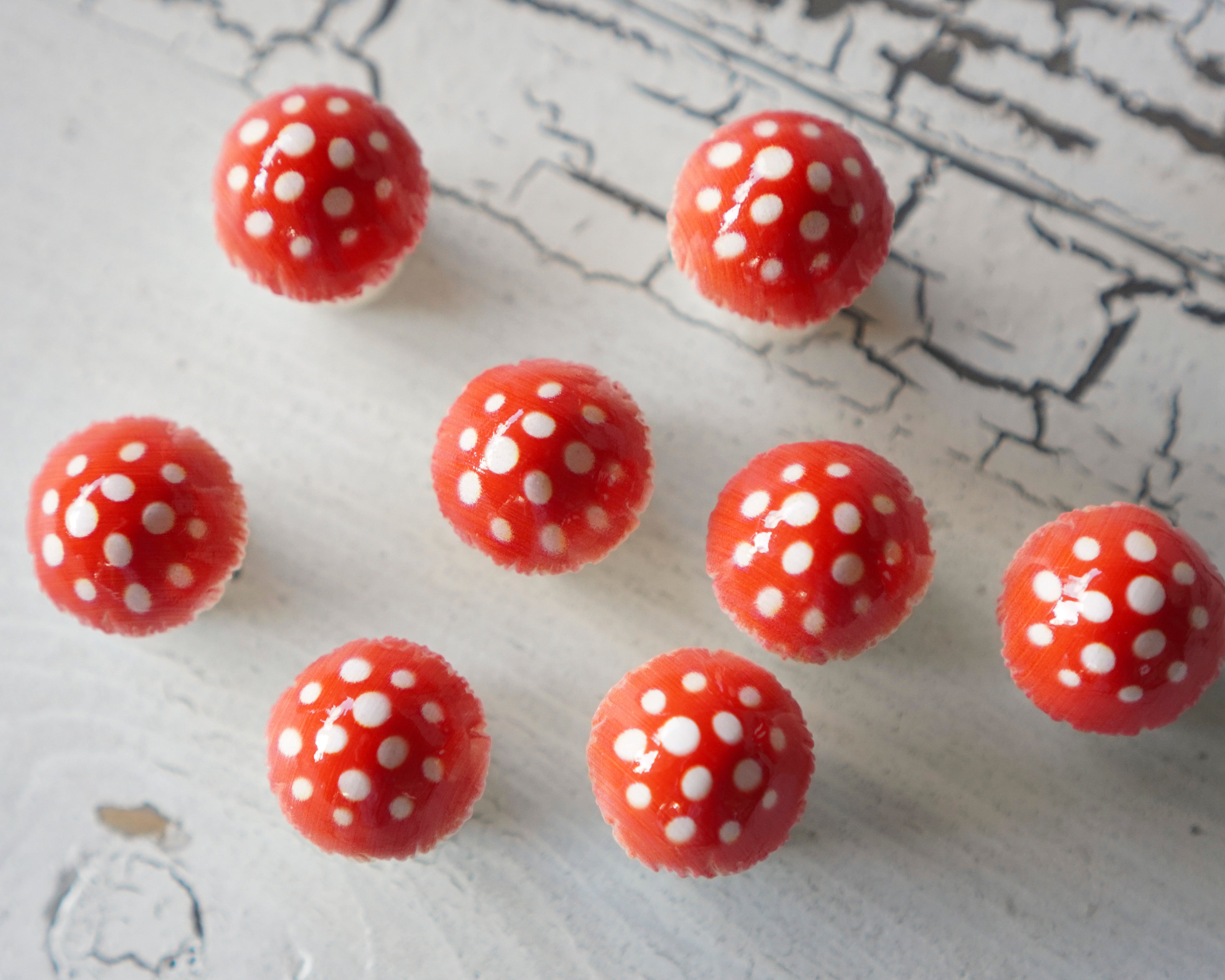 Miniature Plastic Toadstools - 8 Small Red Fairy Garden Mushrooms for Crafts