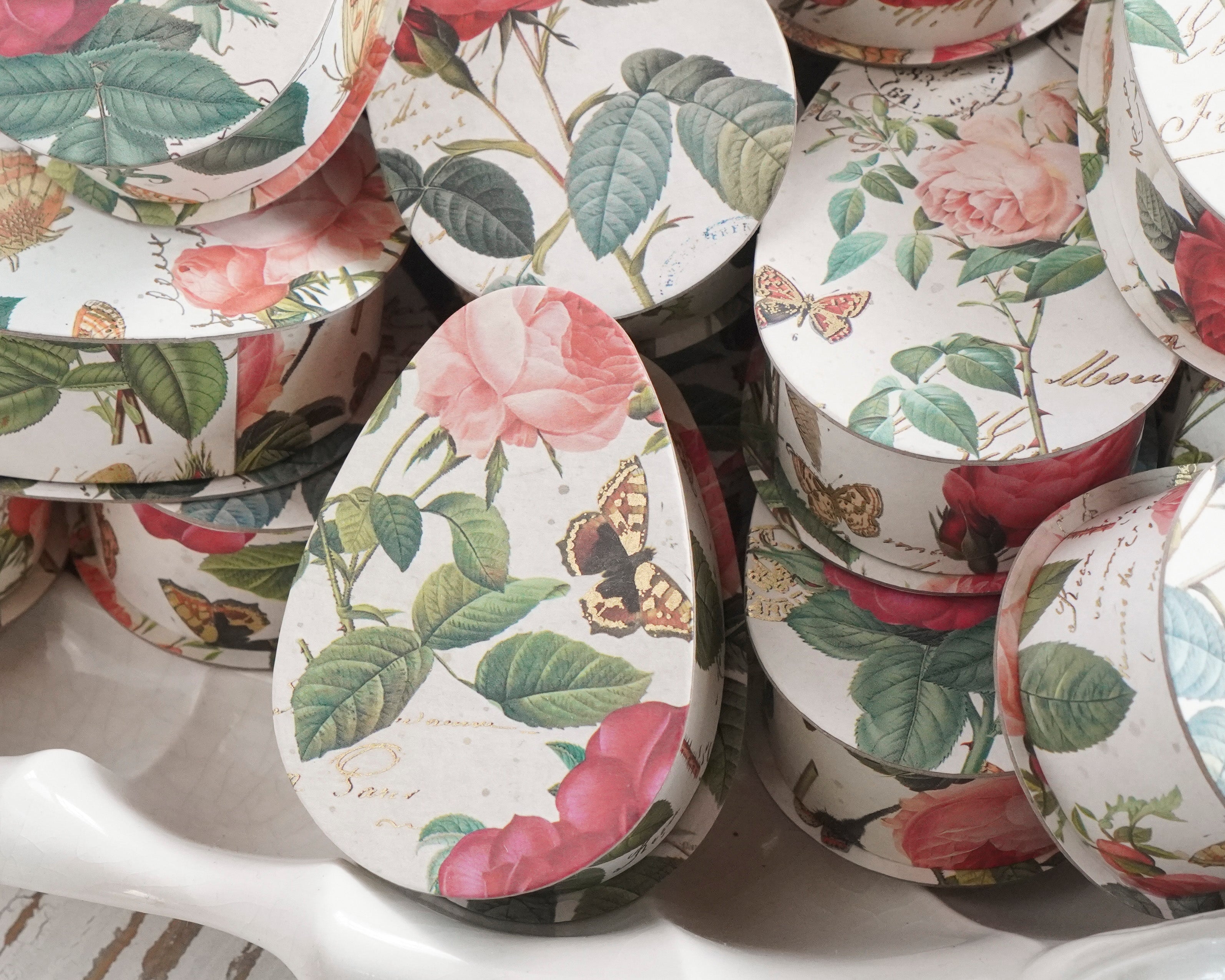 Easter Egg Candy Container - Floral Rose Patterned Paper Box