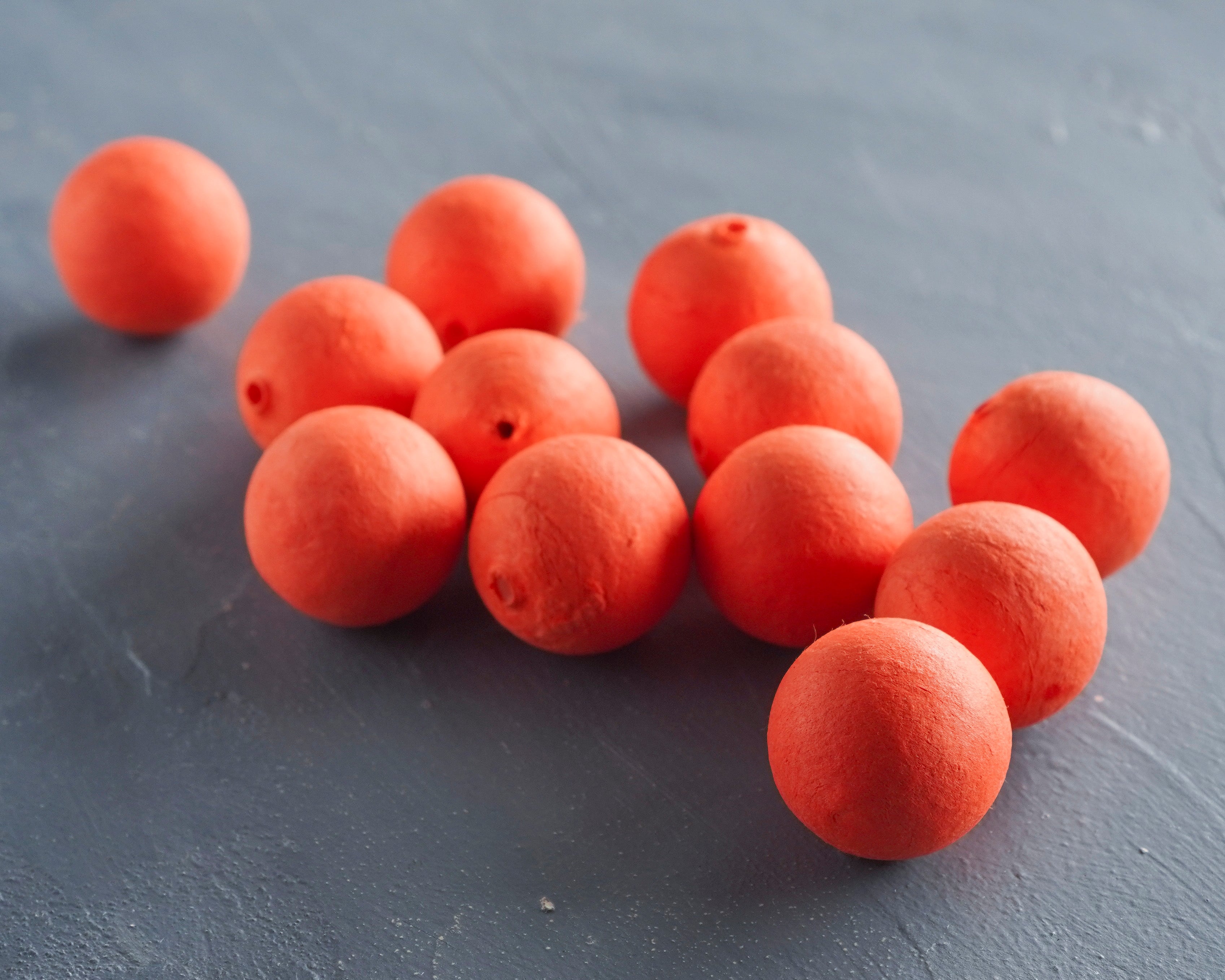 Elf Bodies - Orange Tinted 25mm Spun Cotton Balls, 12 Pcs.