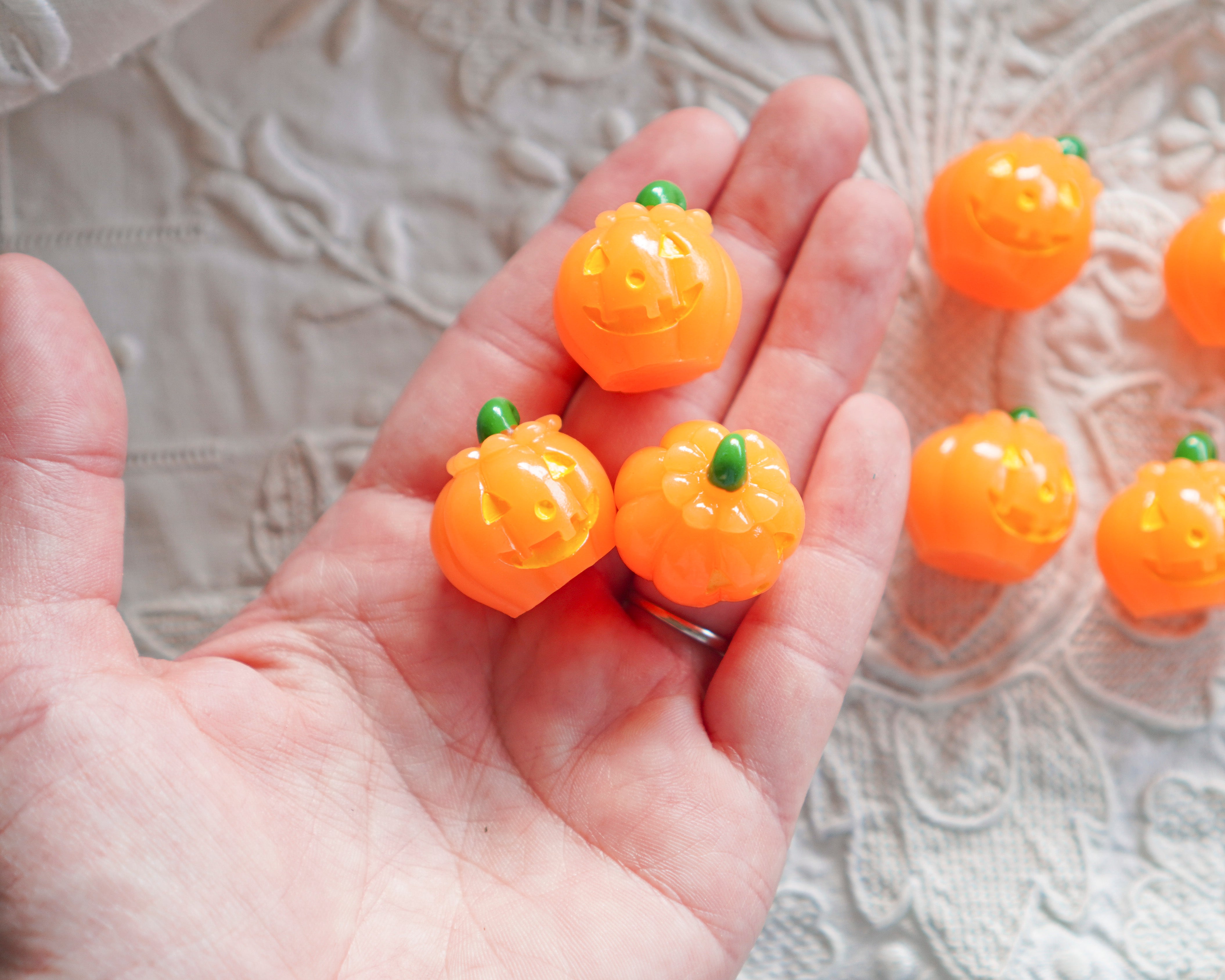 Miniature Jack o Lanterns - 1:12 Dollhouse Mini Plastic Pumpkins, 8 Pcs.