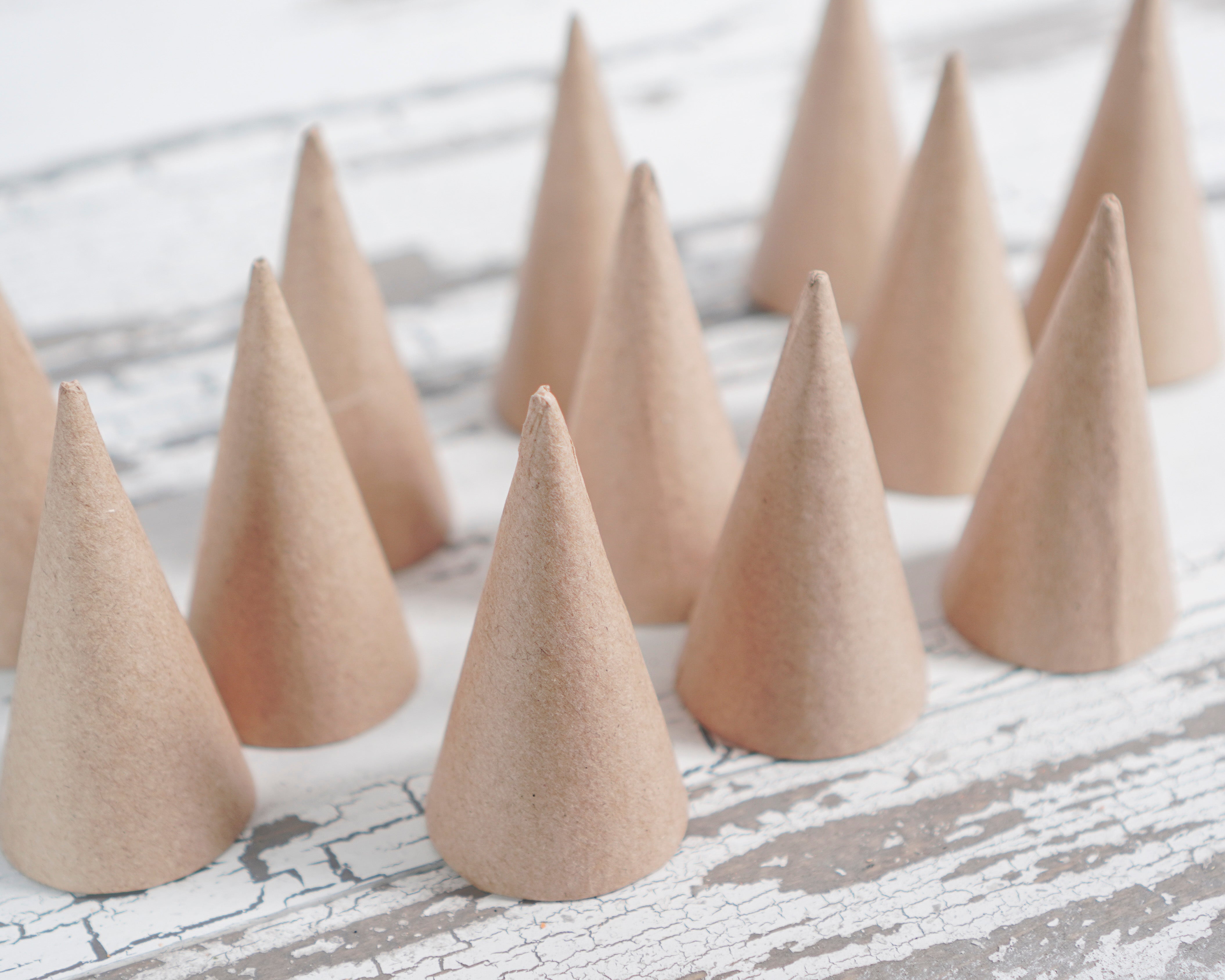 Mini Paper Mache Cones 3 Inch, 12 Pcs.