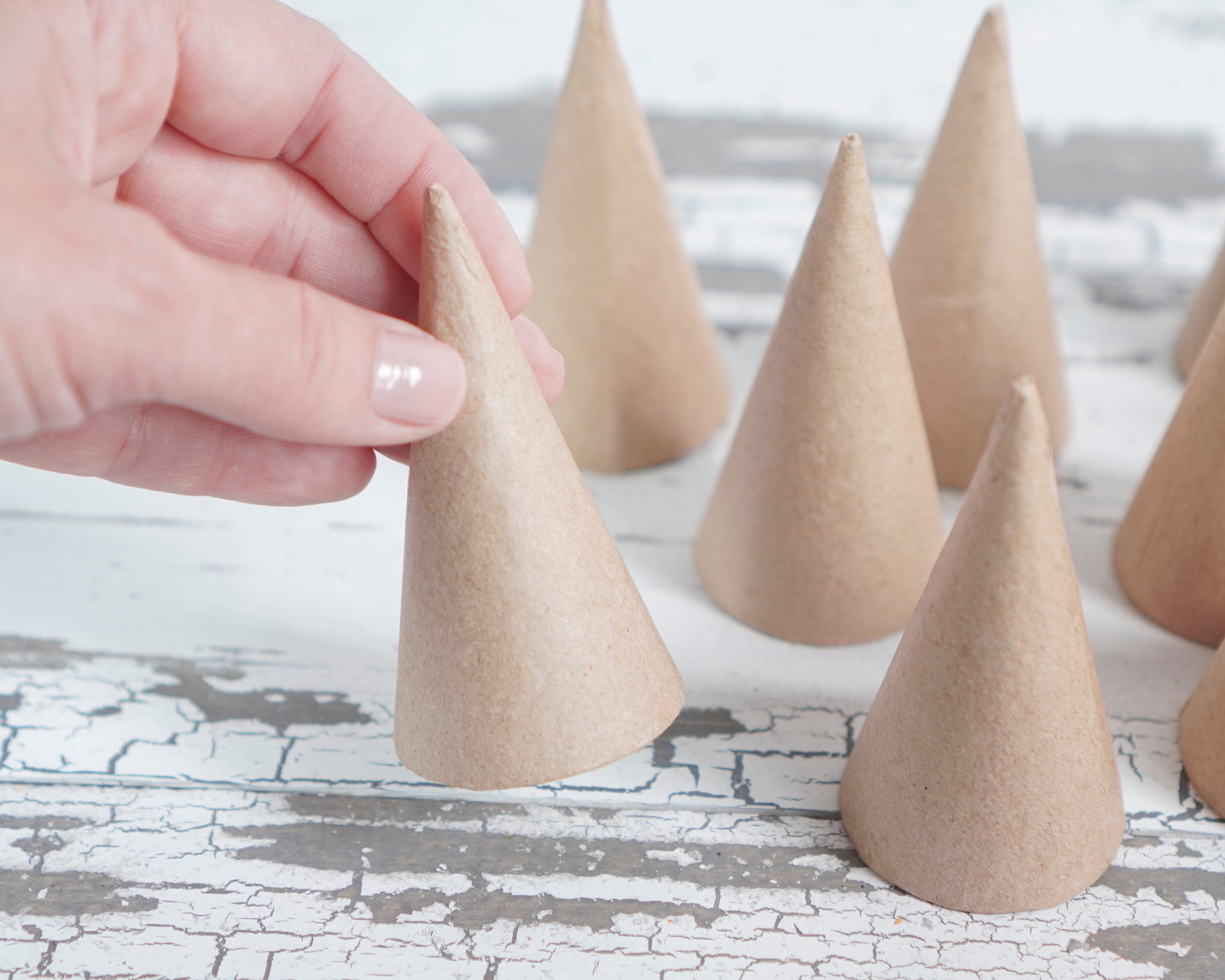 Mini Paper Mache Cones 3 Inch, 12 Pcs.