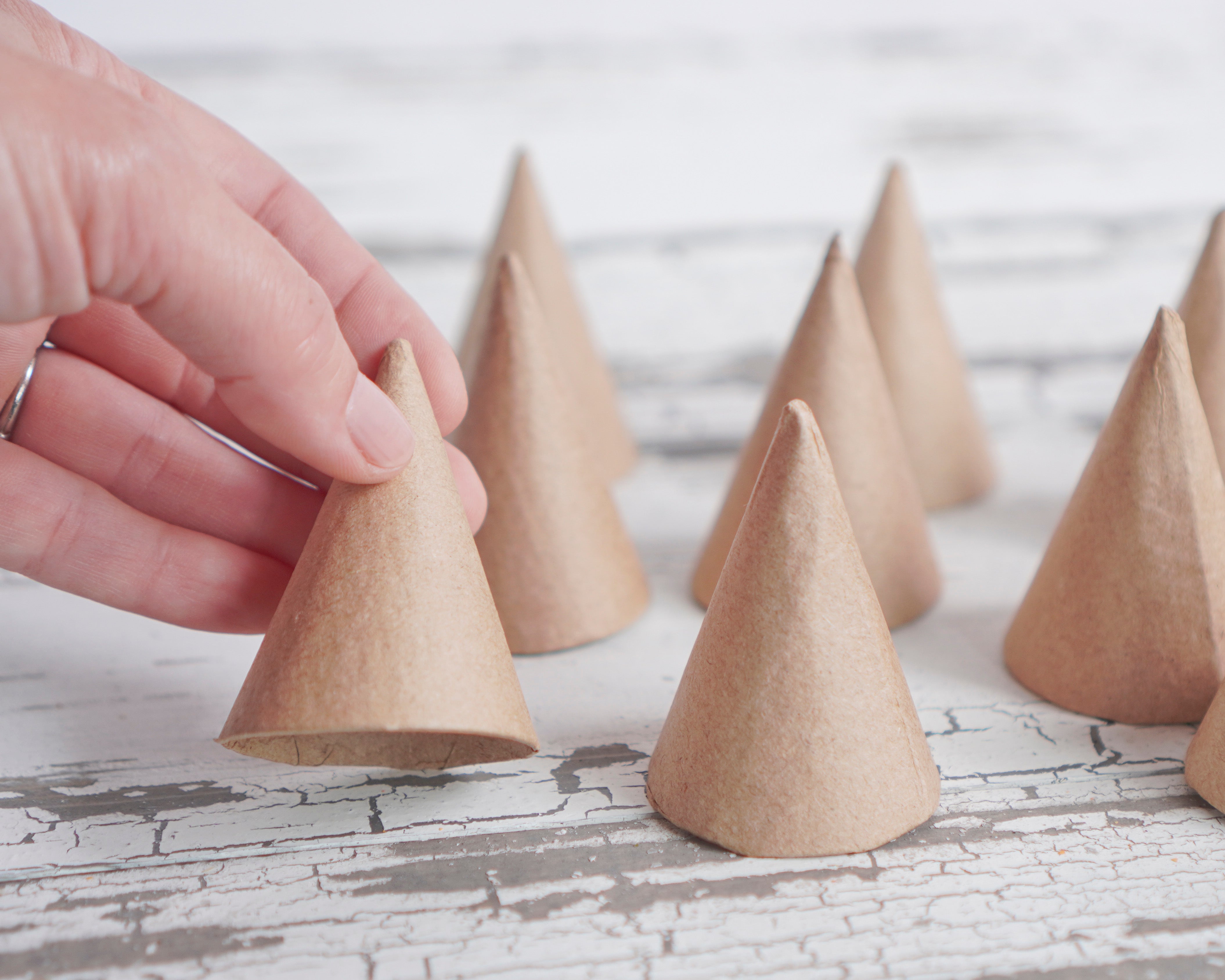 Tiny Paper Mache Cones 2.25 Inch, 12 Pcs.