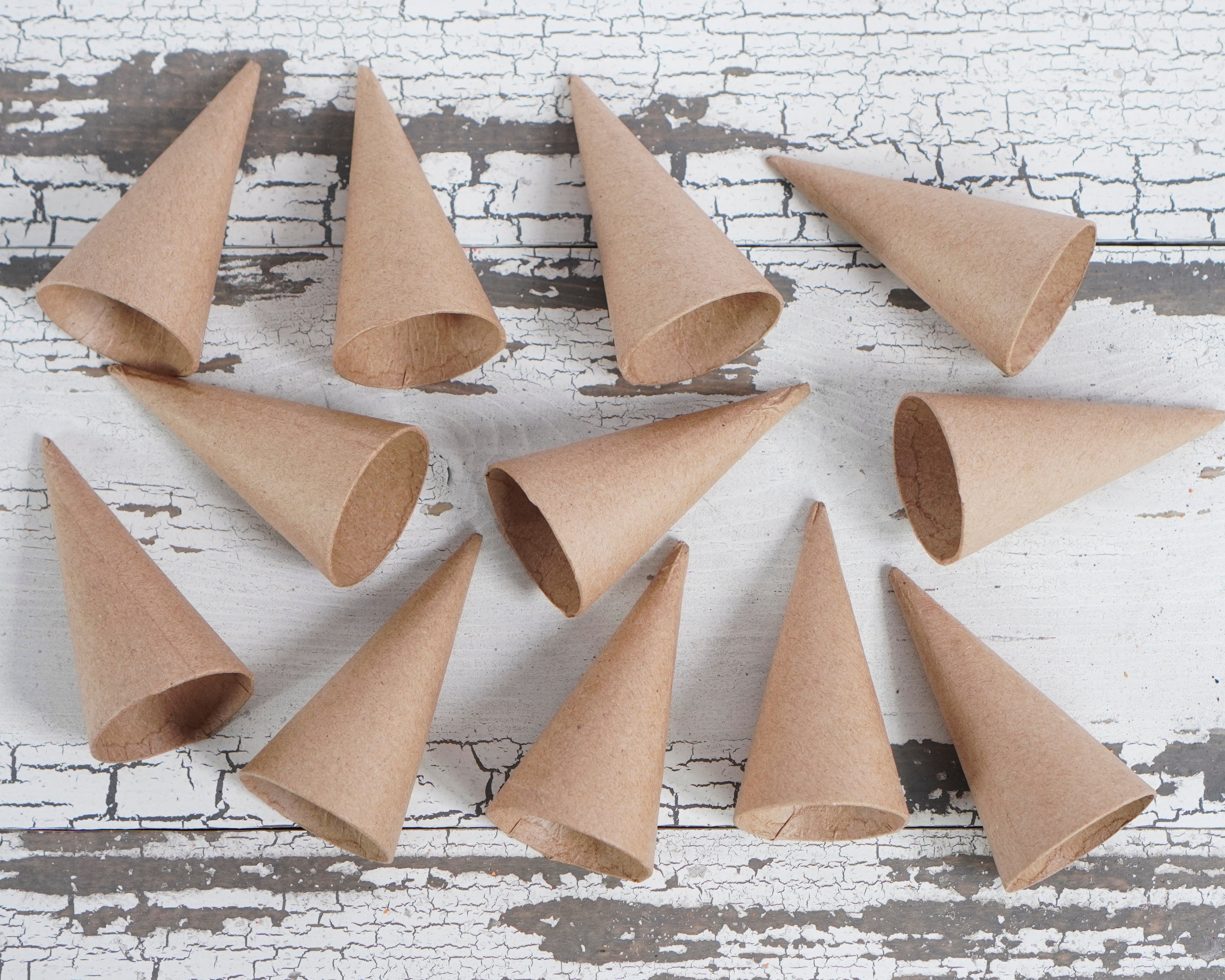 Mini Paper Mache Cones 3 Inch, 12 Pcs.