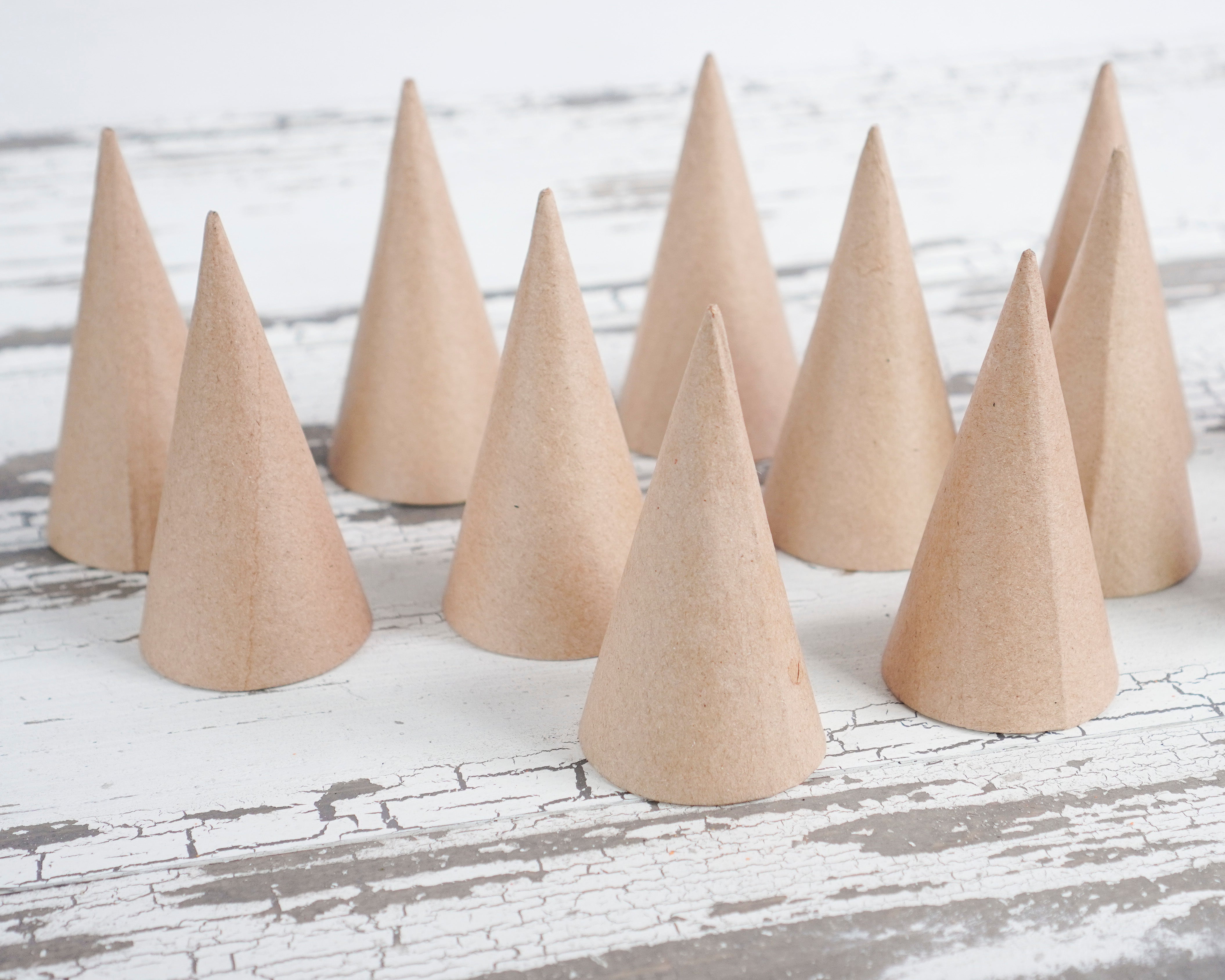 4 Inch Small Paper Mache Cones, 12 Pcs.