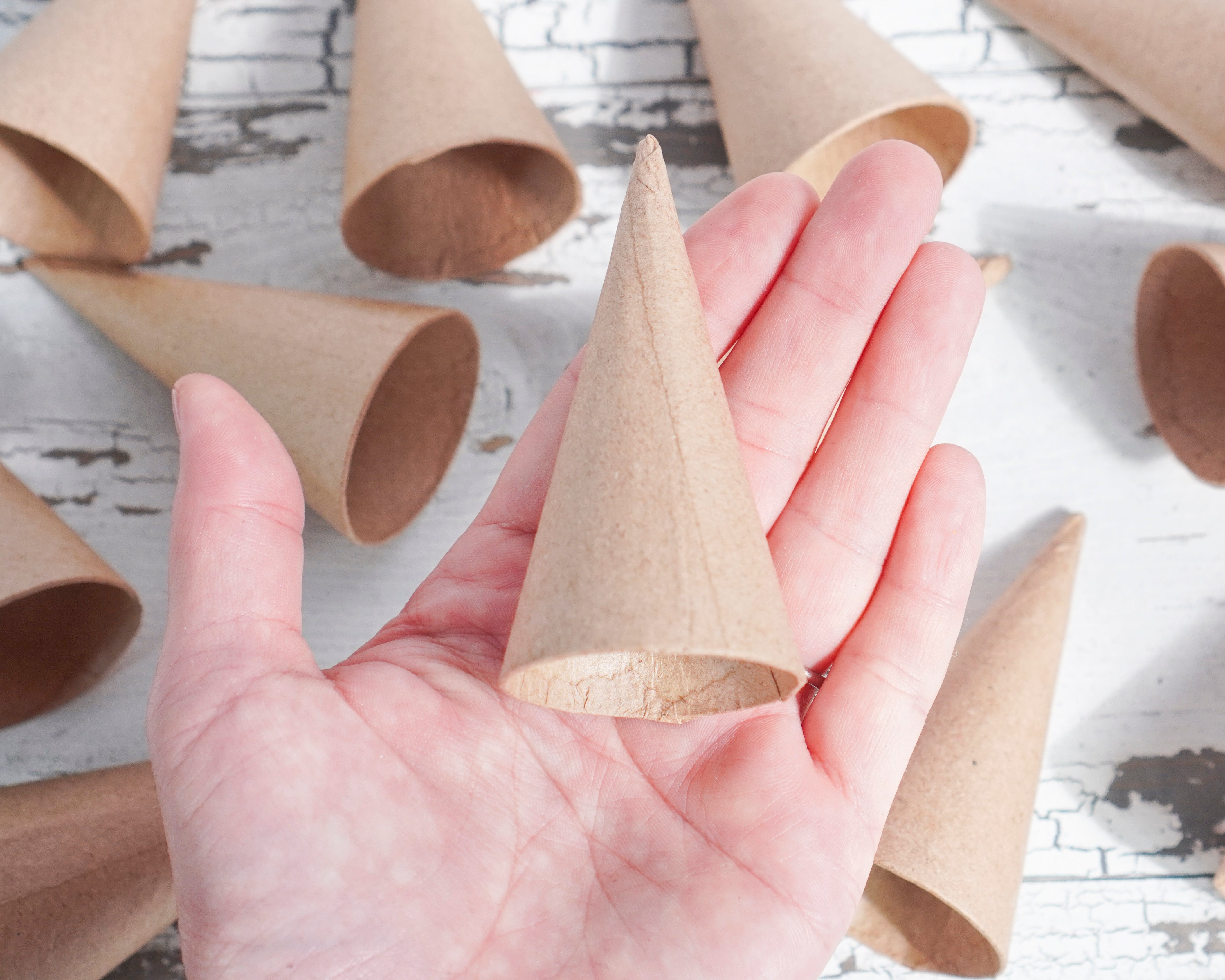 Mini Paper Mache Cones 3 Inch, 12 Pcs.