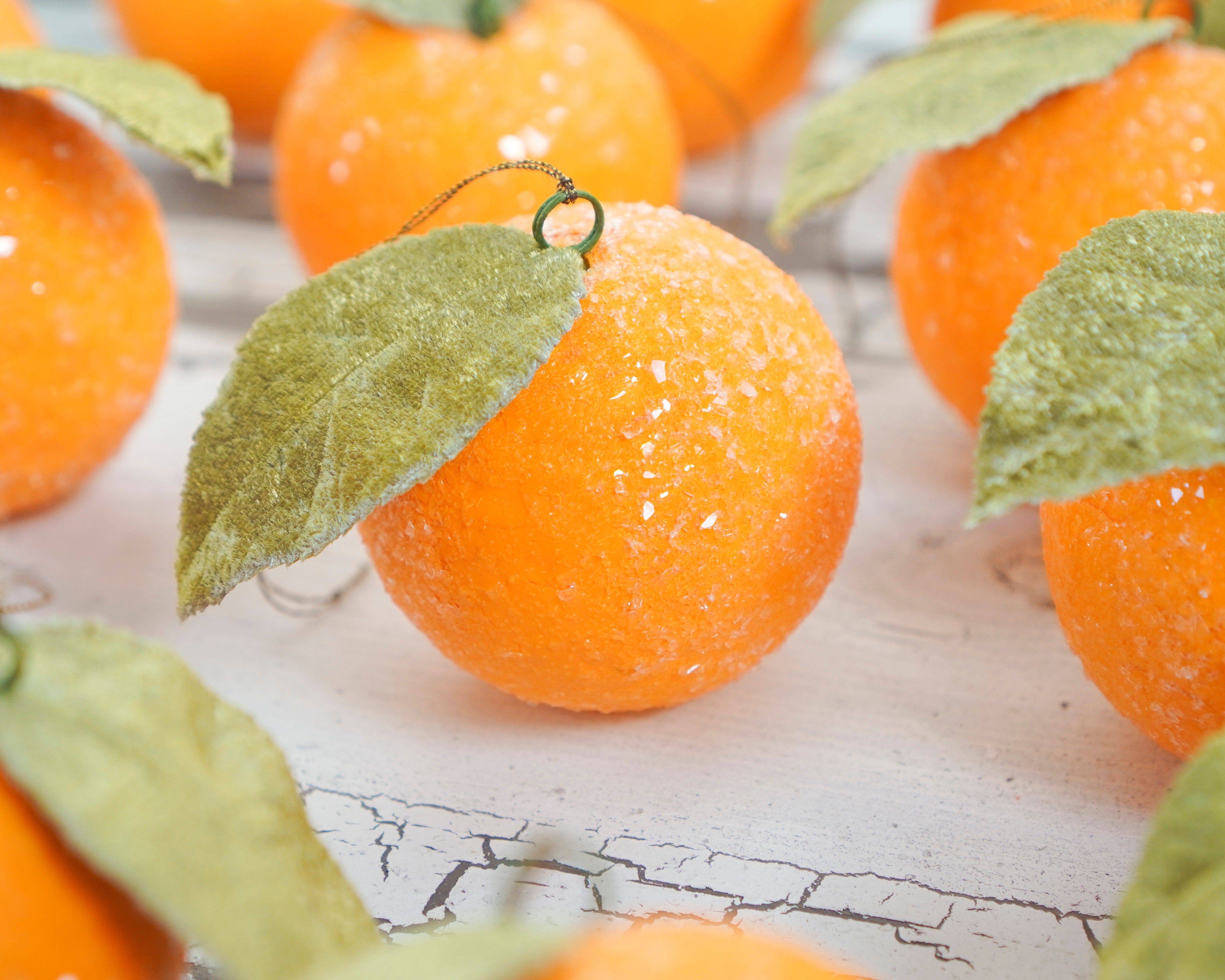 Spun Cotton Sugared Orange Christmas Ornament