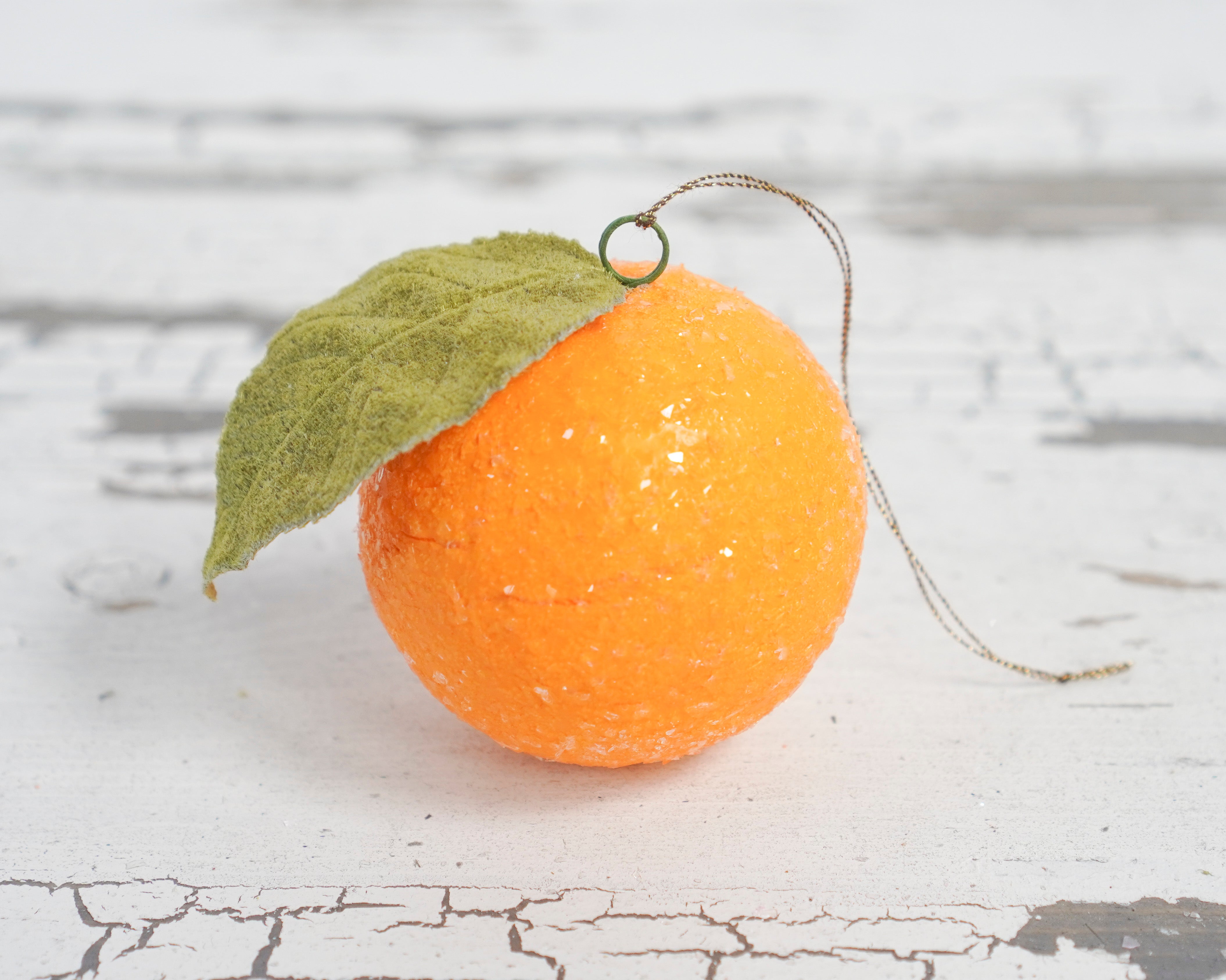 Sugared Orange Christmas Ornaments, 4 Piece Boxed Set