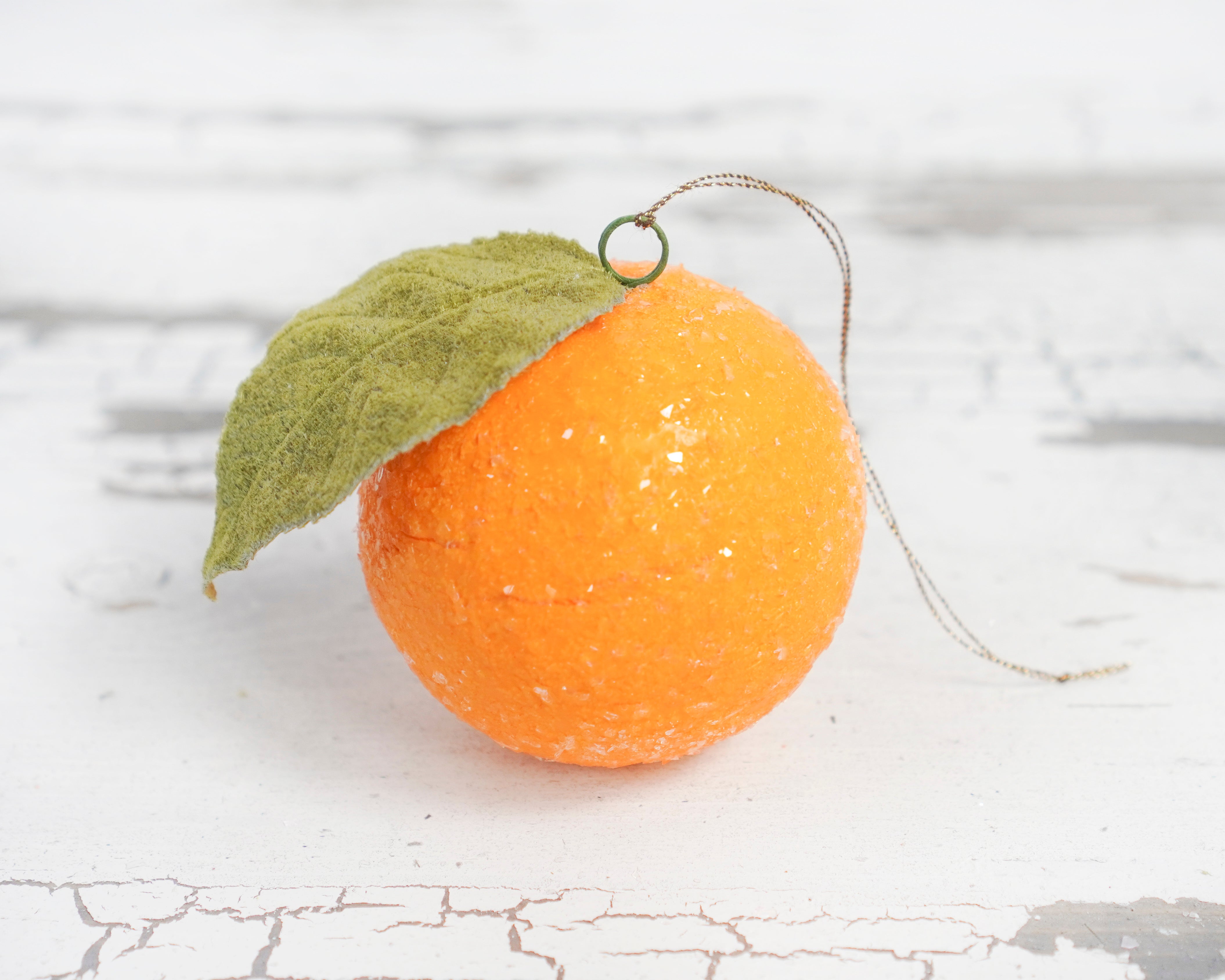 Spun Cotton Sugared Orange Christmas Ornament