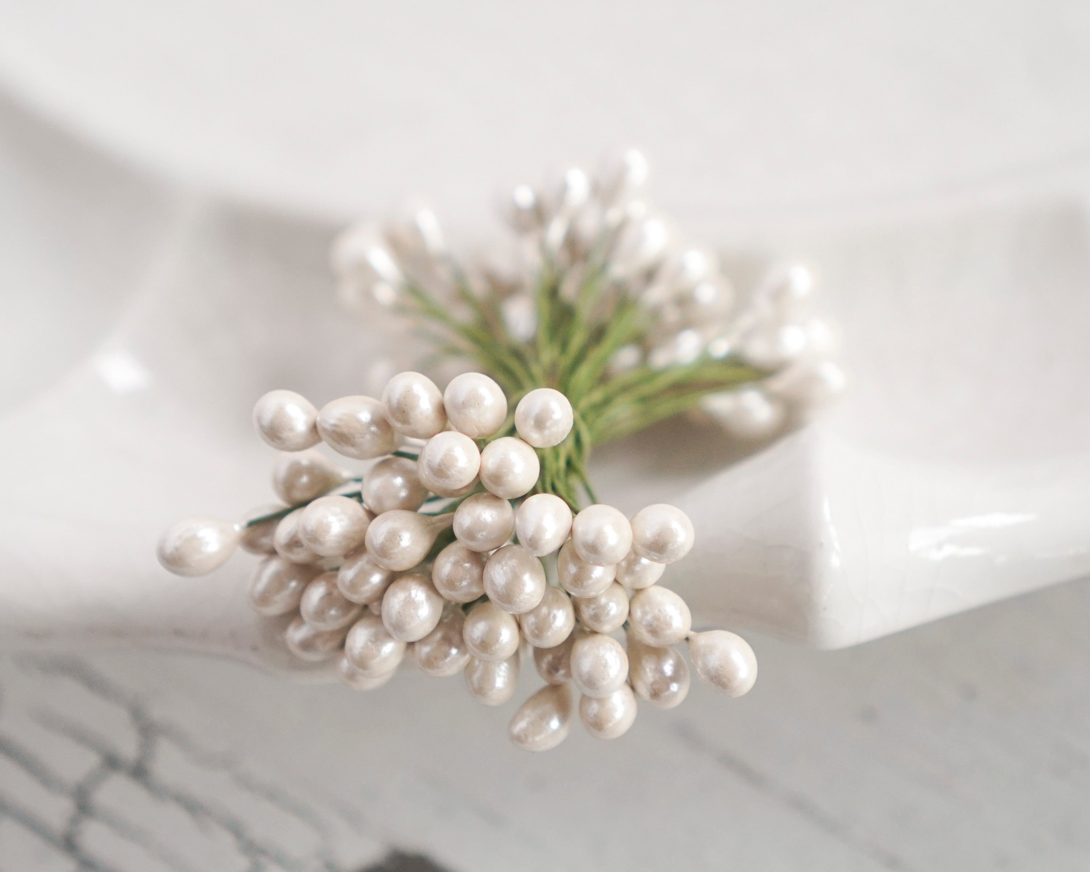 Ivory Pearl Berry Stamens, 50 Pcs.