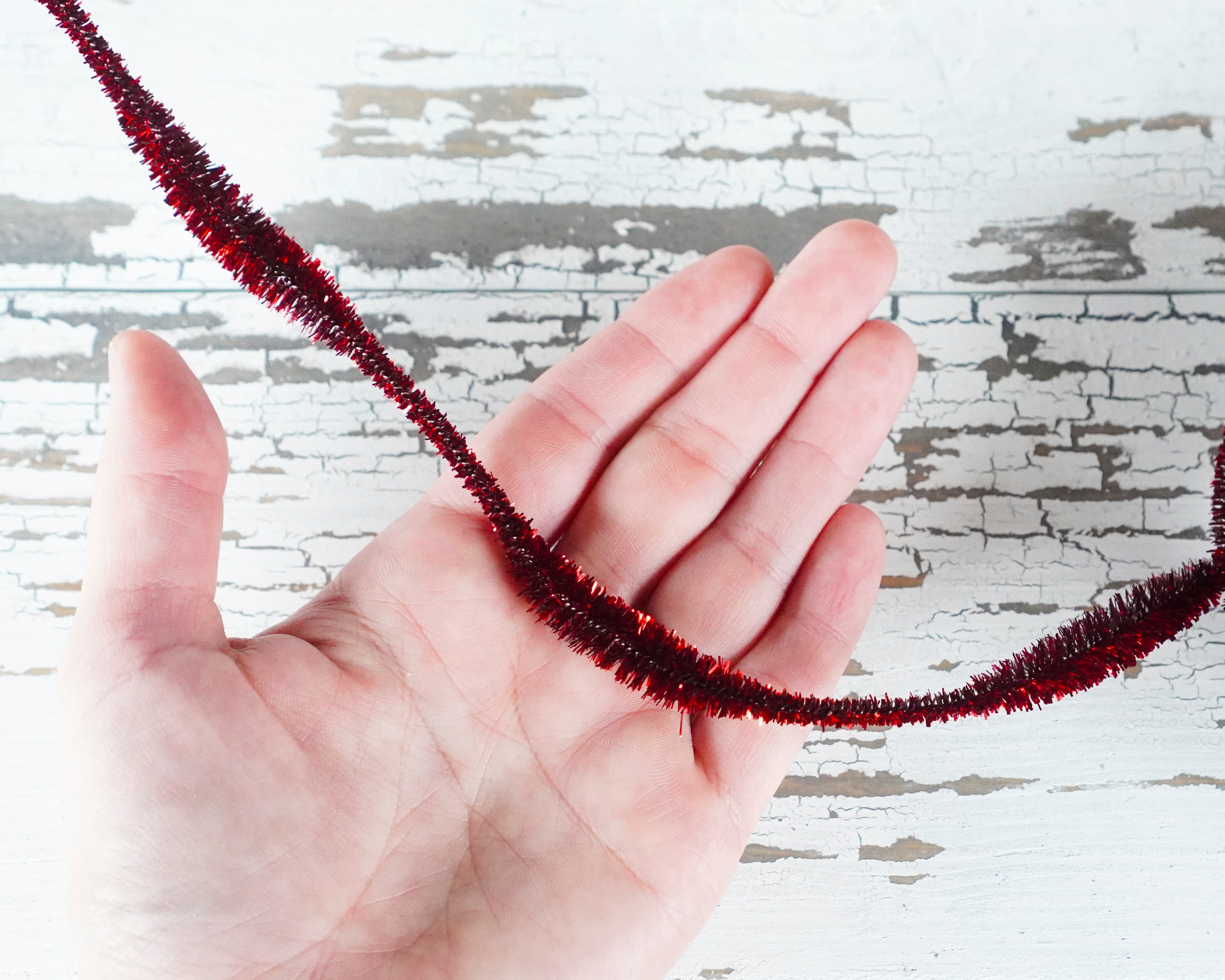 Metallic Dark Red Bump Chenille - Skinny Wired Bumpy Tinsel Trim, 3 Yds.