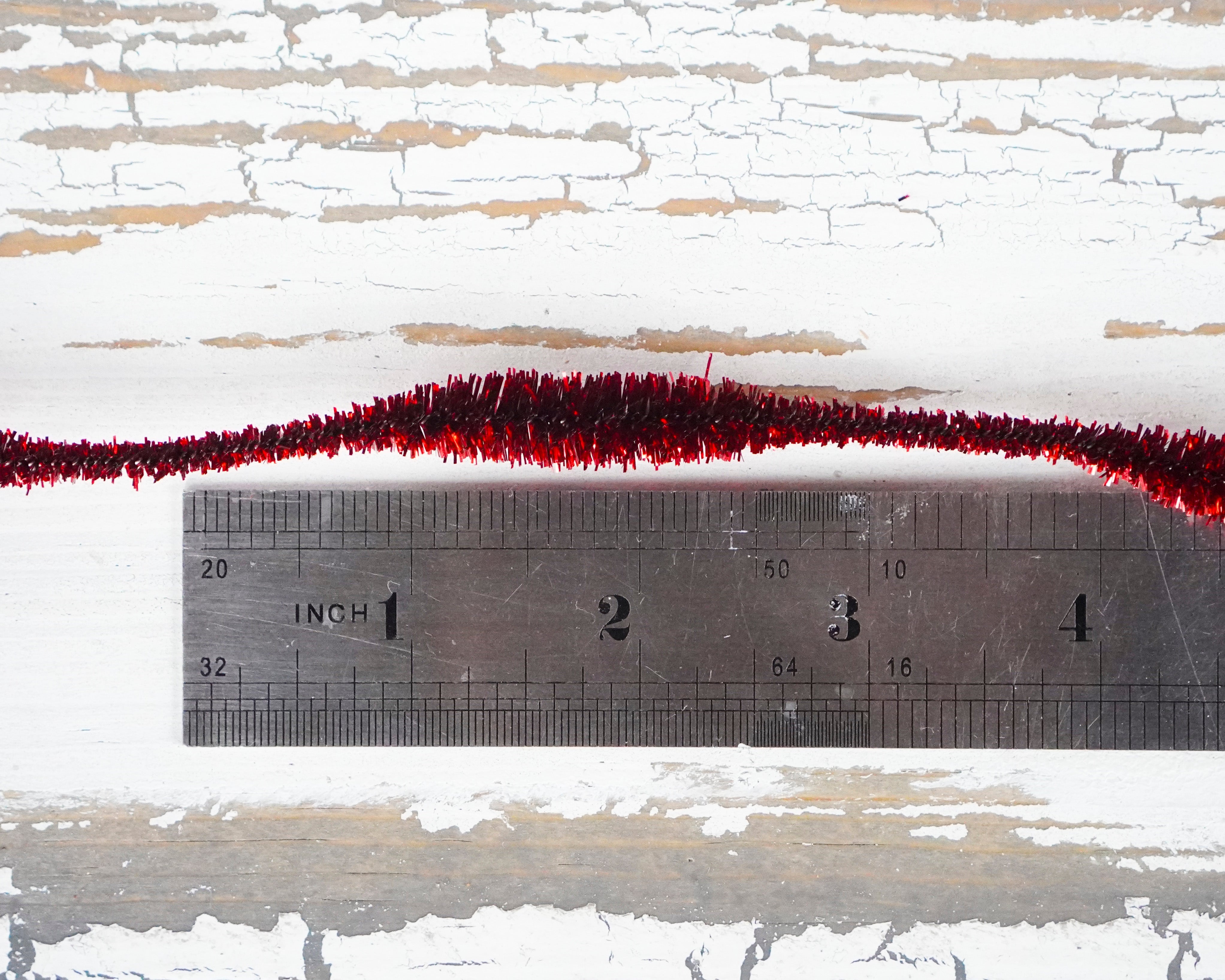 Metallic Dark Red Bump Chenille - Skinny Wired Bumpy Tinsel Trim, 3 Yds.