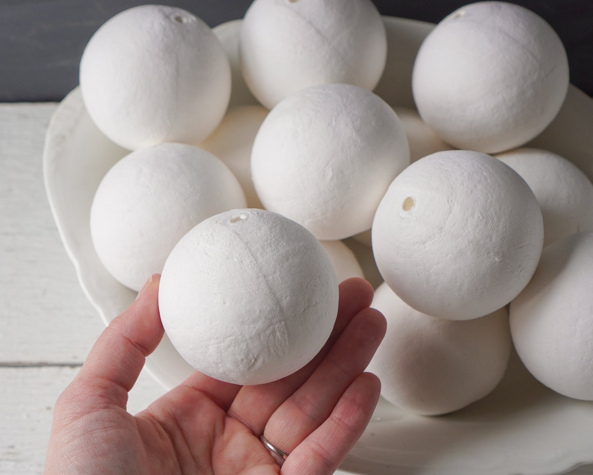 60mm Spun Cotton Balls - Large Round Craft Shapes, 6 Pcs.