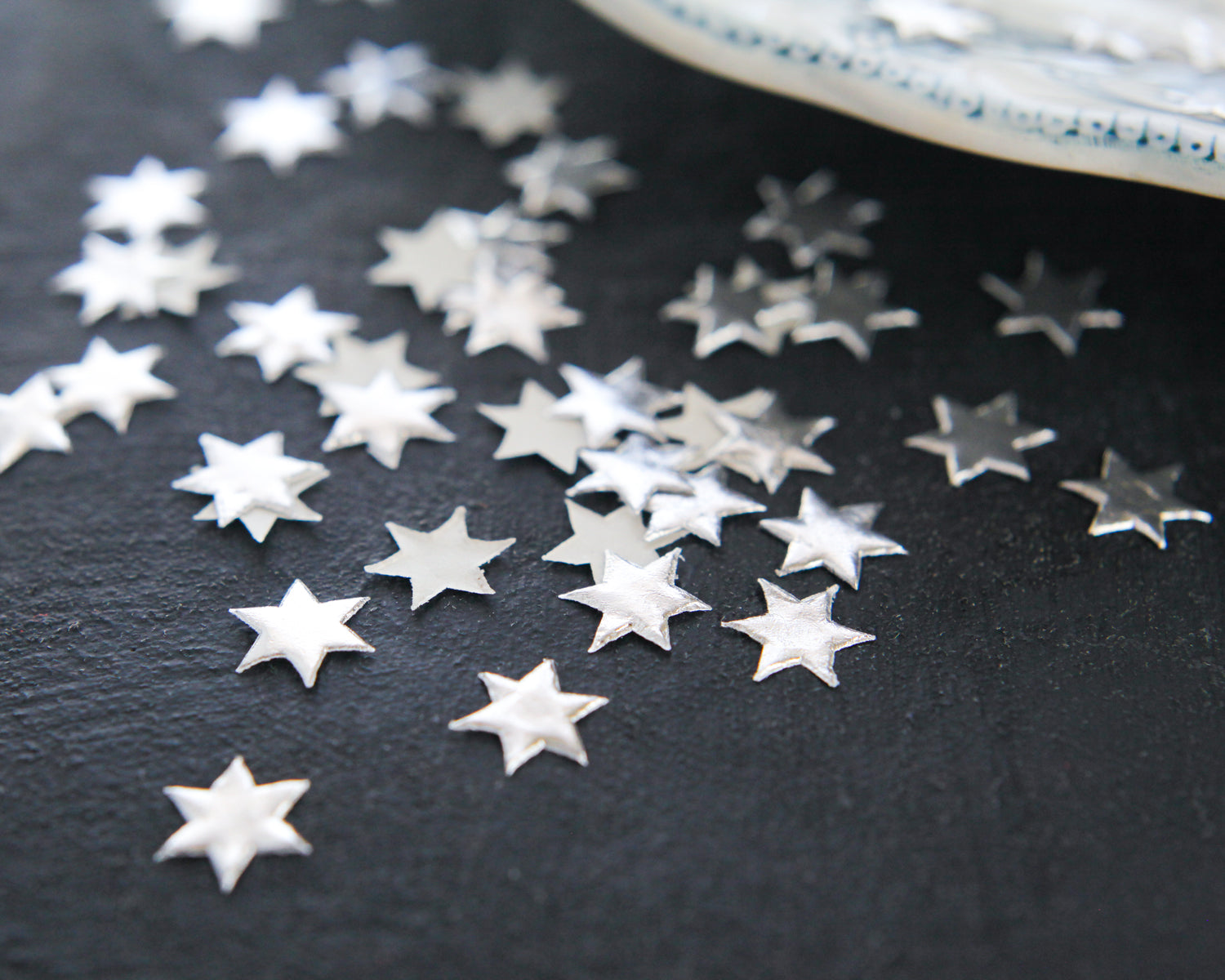 Tiny Paper Stars - Silver Foil Die Cut Star Shapes, 100 Pcs.