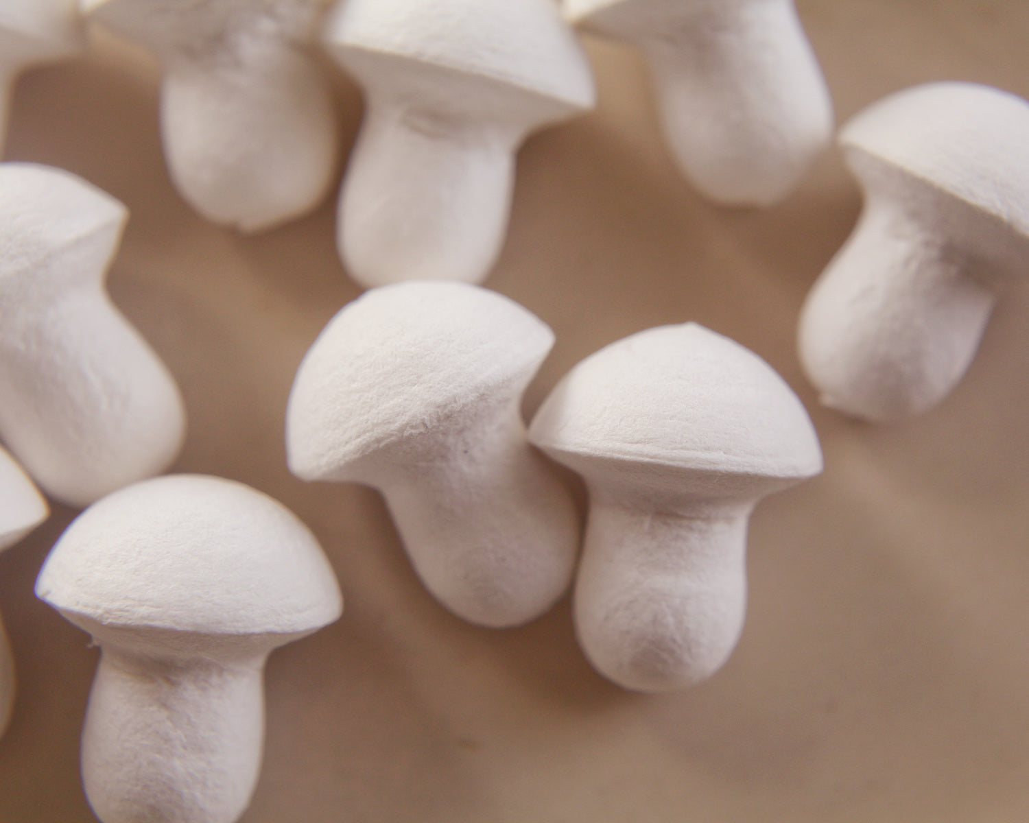 Large Button Mushrooms - 32 x 40mm Spun Cotton Craft Shapes, 12 Pcs.